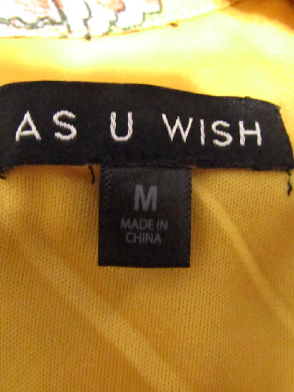 AS U WISH size M mini dress cold shoulder yellow floral lined - Picture 9 of 13